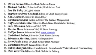 רשימת העורכים הראשיים שהשתתפו במשלחת